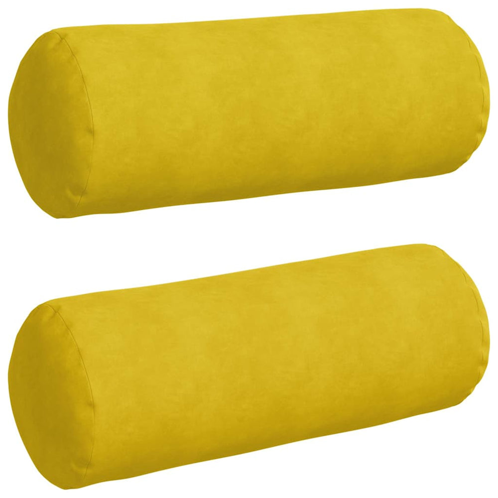 Gelbe Cord Bolsterkissen 2er Set Ø25x70cm