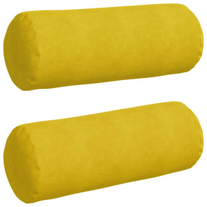 Gelbe Cord Bolsterkissen 2er Set Ø25x70cm