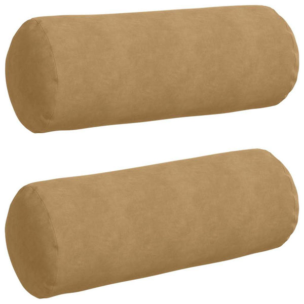 2er Set Bolsterkissen Braun Cord Ø 25x70cm