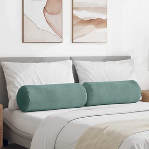2er-Set Bolsterkissen Cord Meergrün Ø 25x70cm