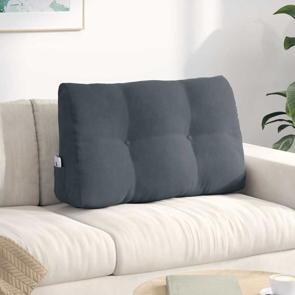 Samt Rückenkissen Dunkelgrau 80 cm
