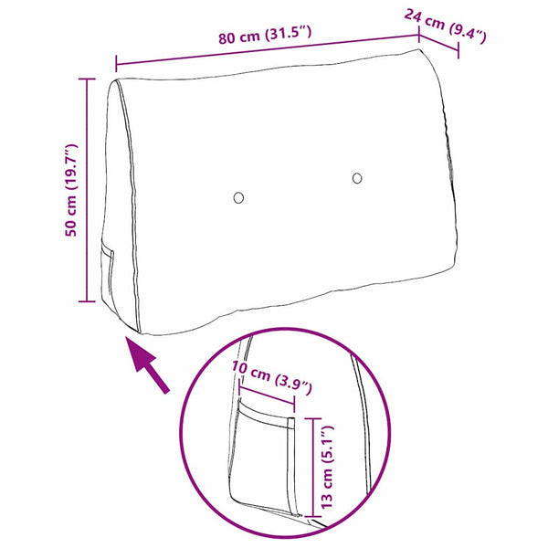 Samt Rückenkissen Dunkelgrau 80 cm