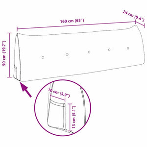 Samt Rückenkissen Dunkelgrau 160cm