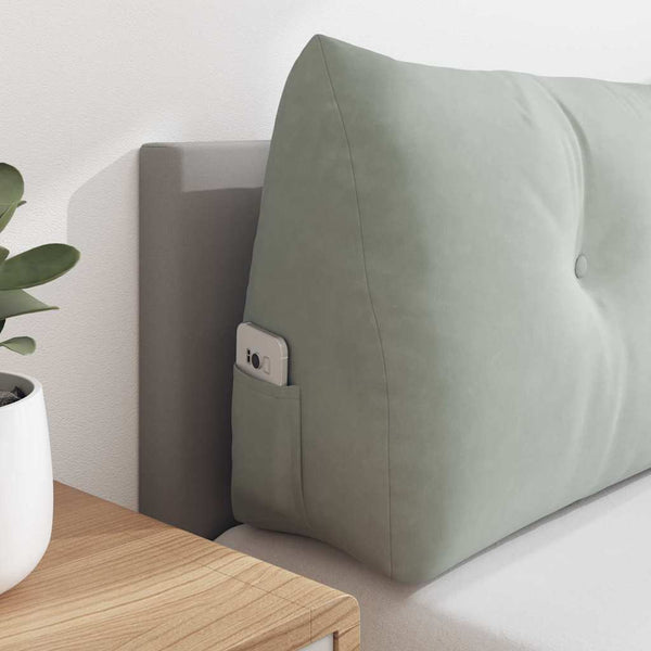 Hellgraues Samt Rückenkissen 180cm