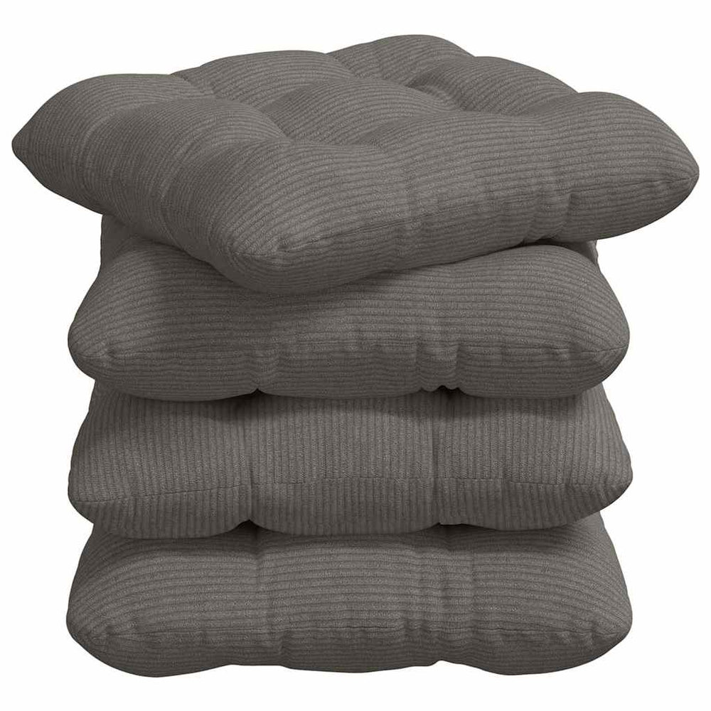 Sitzkissen 4er Set Hellgrau Cord 40x40 cm