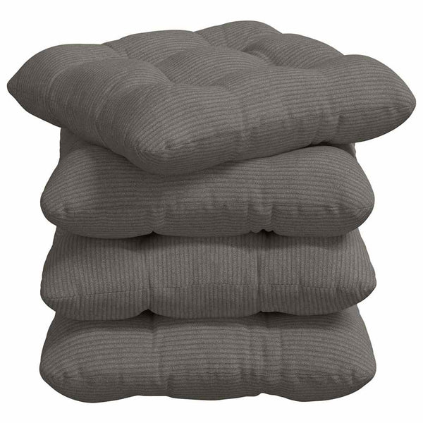Sitzkissen 4er Set Hellgrau Cord 40x40 cm