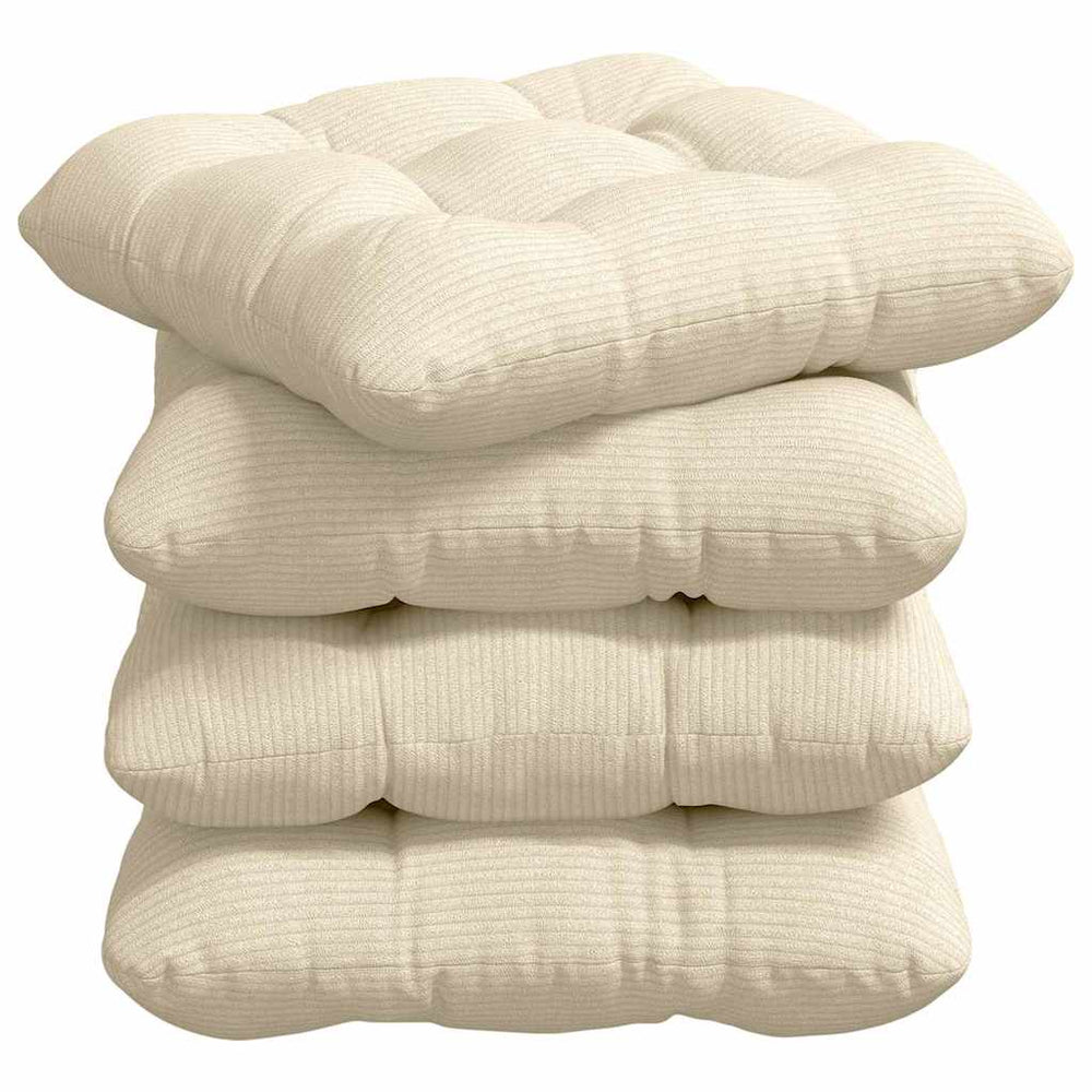 Creme Cord Sitzkissen 4er Set