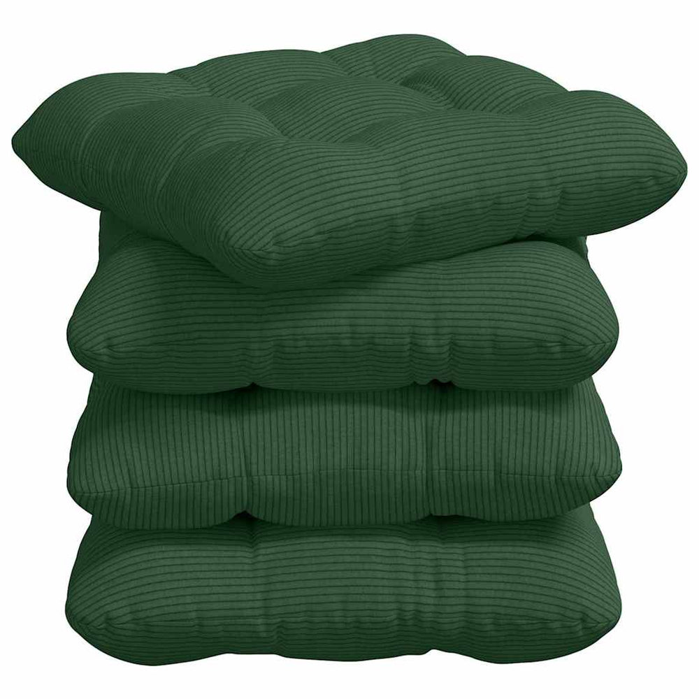 Sitzkissen 4er Set Dunkelgrün Cord 45x45 cm