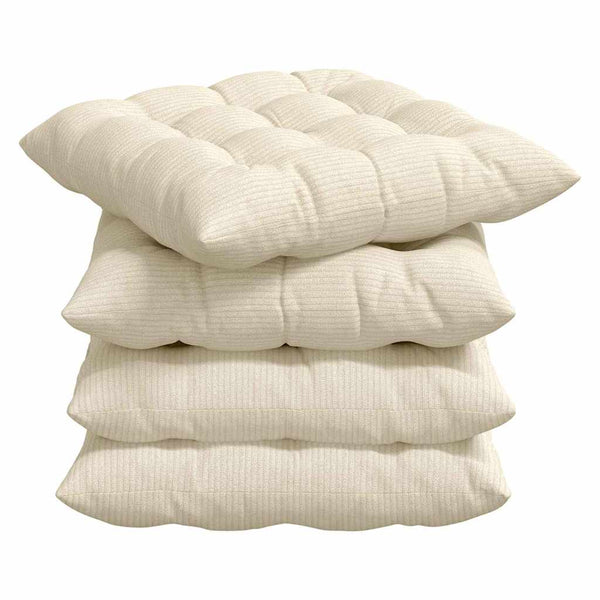 Sitzkissen 4er Set Creme Cordstoff 40x40