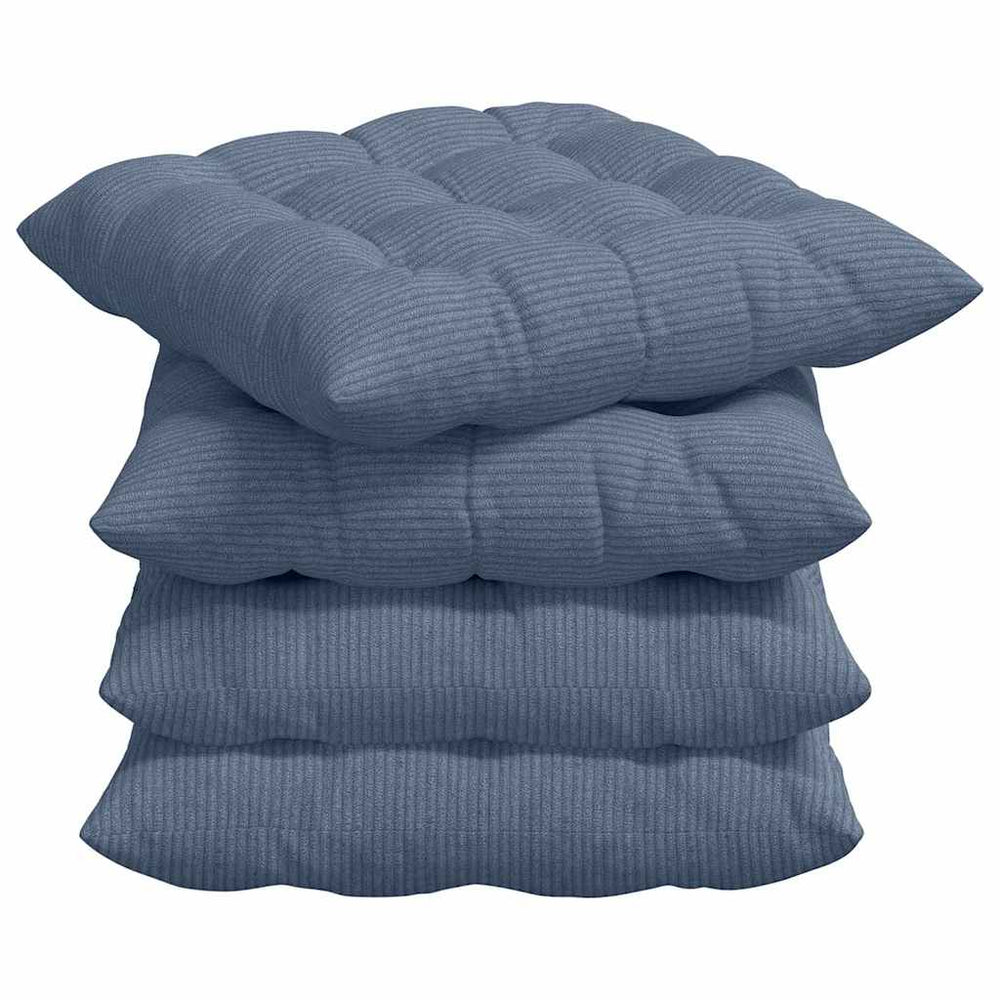 Sitzkissen 4er-Set Blau Cord 40x40 cm