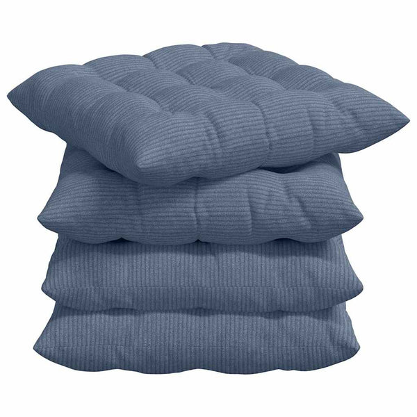 Sitzkissen 4er-Set Blau Cord 40x40 cm
