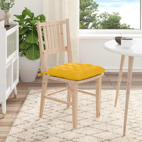Sitzkissen Gelb Cord 40x40 cm 4er-Set