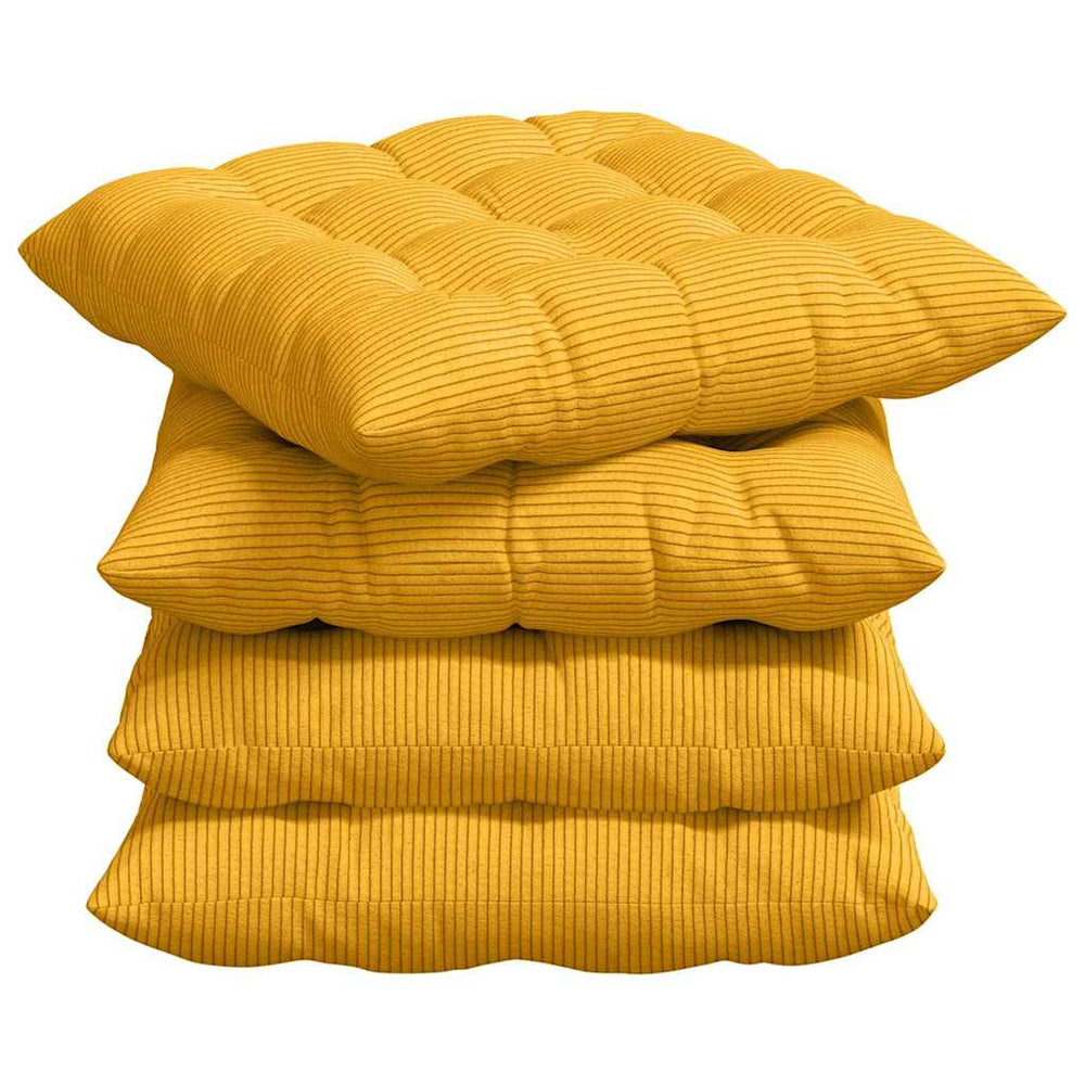 Sitzkissen Gelb Cord 40x40 cm 4er-Set