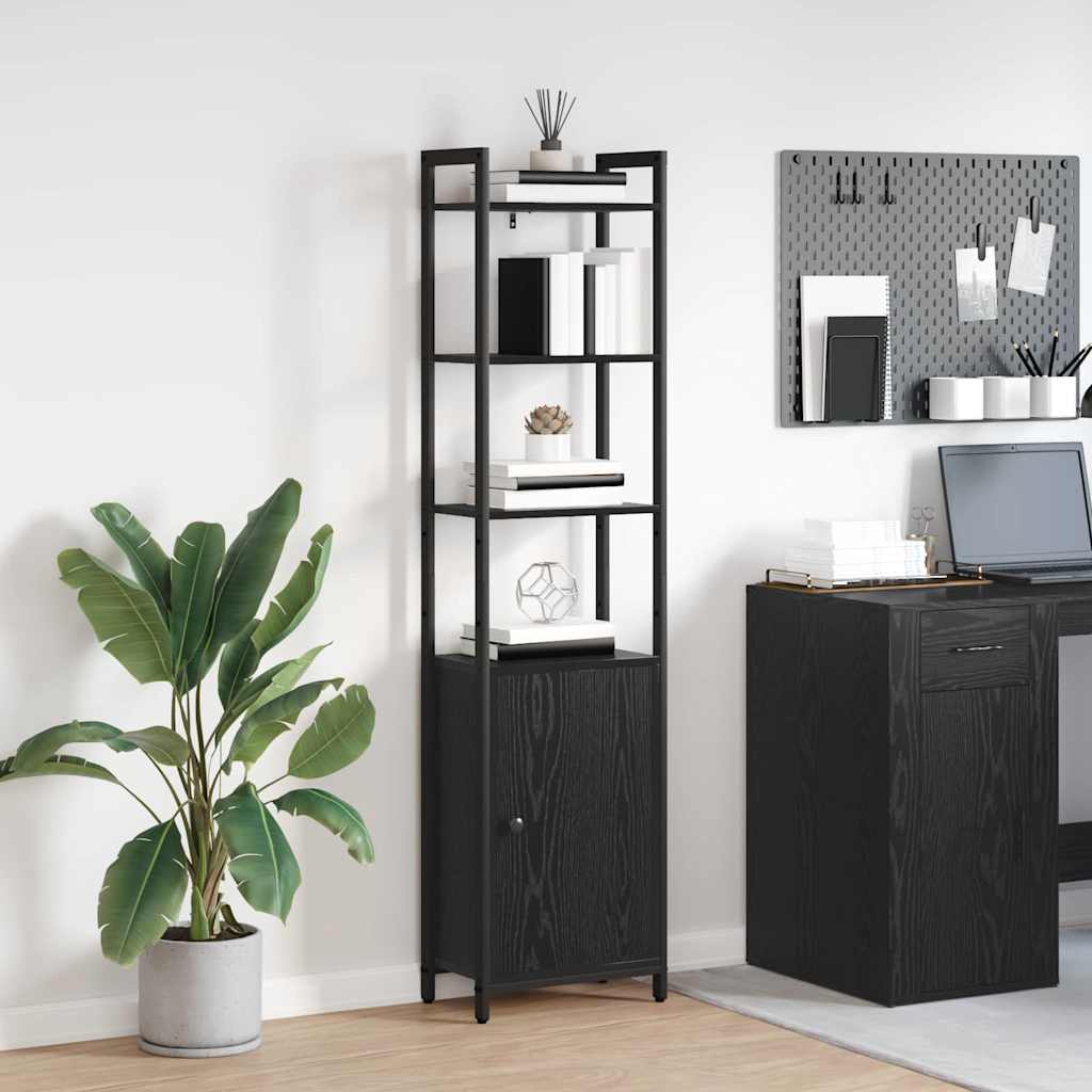 Bücherregal Schwarz Eichenoptik 161 cm