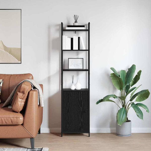 Bücherregal Schwarz Eichenoptik 161 cm