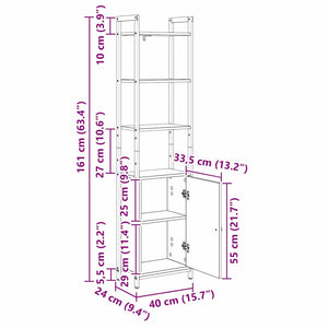 Bücherregal Schwarz Eichenoptik 161 cm