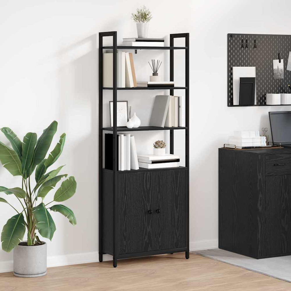Bücherregal Schwarz Eichenoptik 161 cm