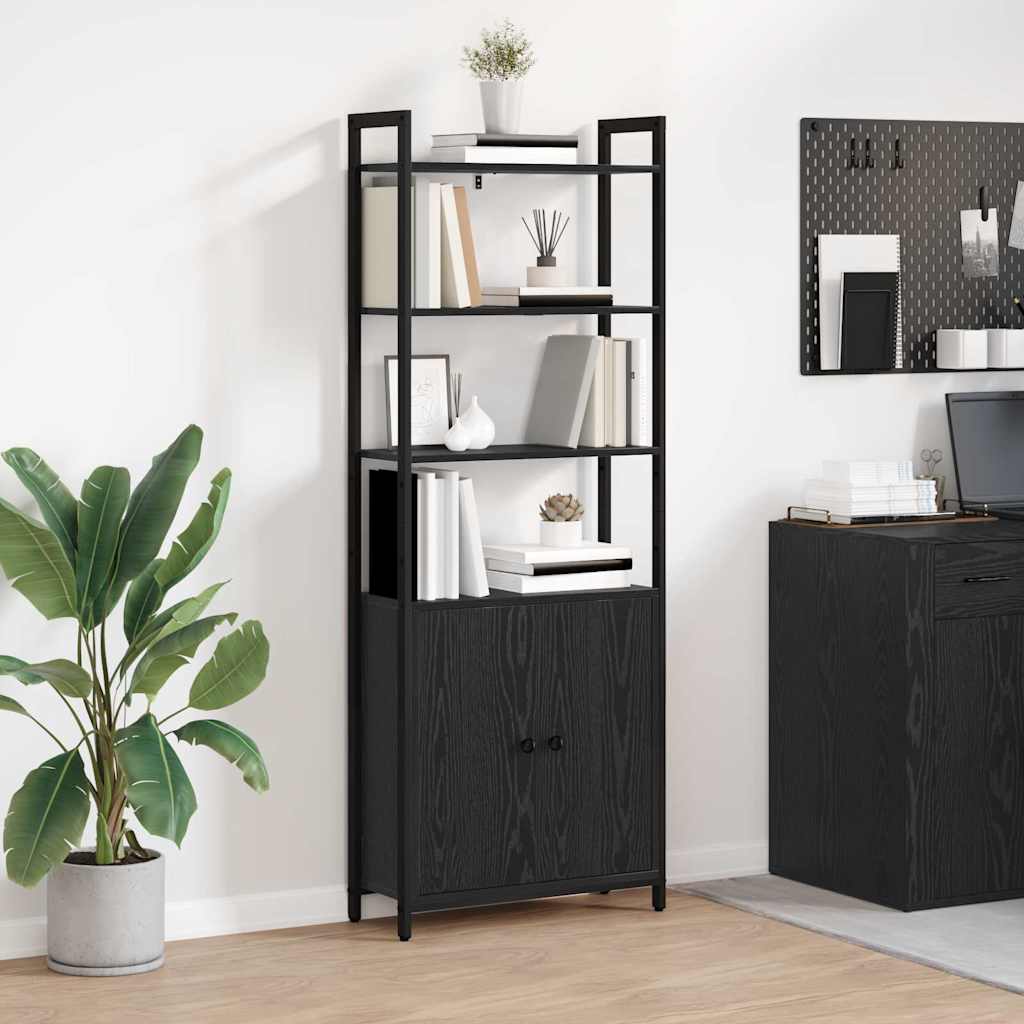 Bücherregal Schwarz Eichenoptik 161 cm