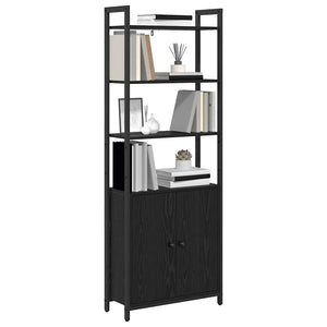 Bücherregal Schwarz Eichenoptik 161 cm