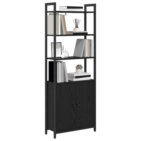 Bücherregal Schwarz Eichenoptik 161 cm