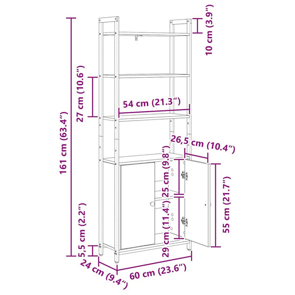 Bücherregal Altholz 60x24x161 cm
