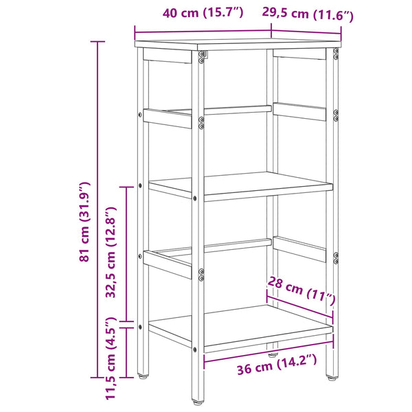 Bücherregal Altholz 81 cm