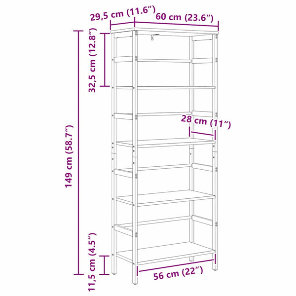 Bücherregal Geräucherte Eiche 149cm
