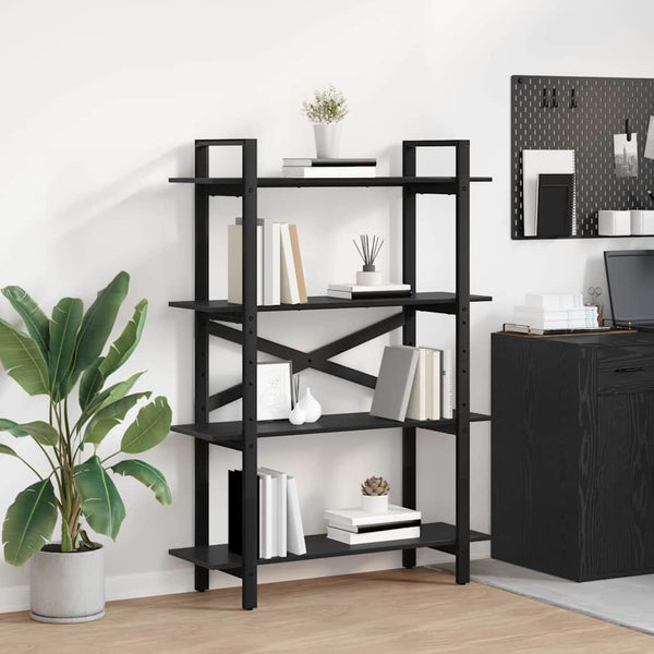 Bücherregal Schwarz Eichenoptik 100x140 cm