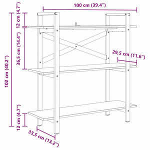 Bücherregal Grau Sonoma 100 cm