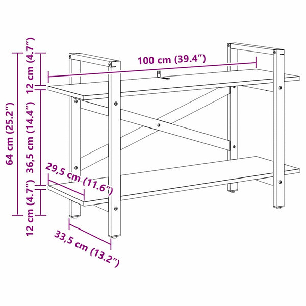 Bücherregal Geräucherte Eiche 100 cm