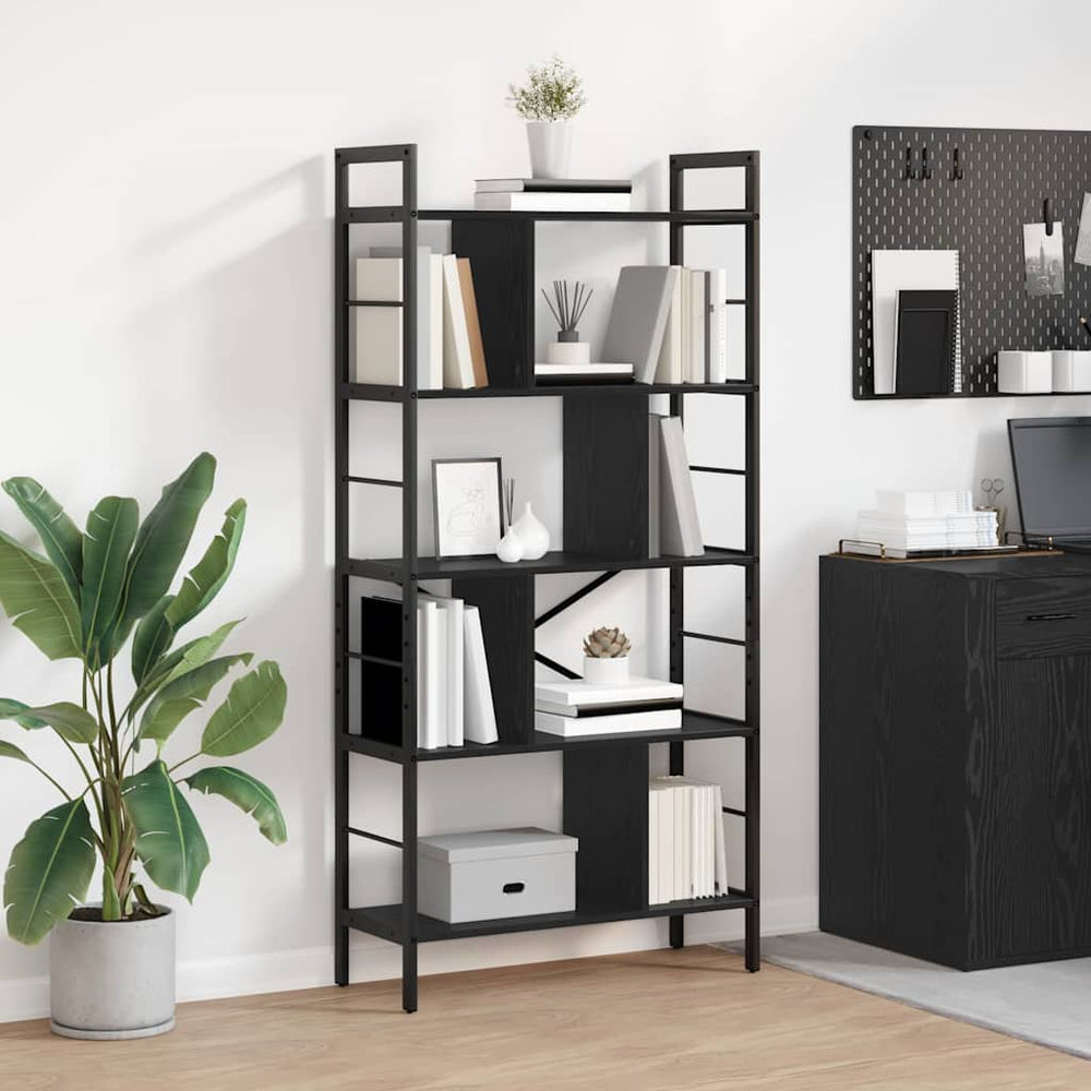 Bücherregal Schwarz Eichenoptik 156cm