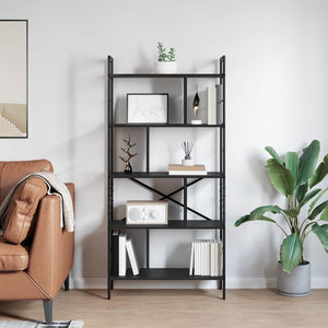 Bücherregal Schwarz Eichenoptik 156cm
