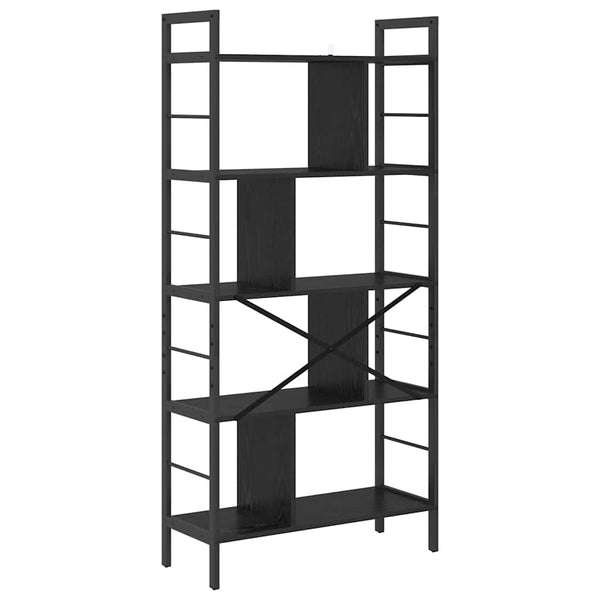 Bücherregal Schwarz Eichenoptik 156cm
