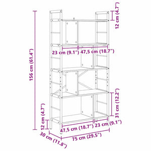 Bücherregal Sonoma Grau 75x30x156cm