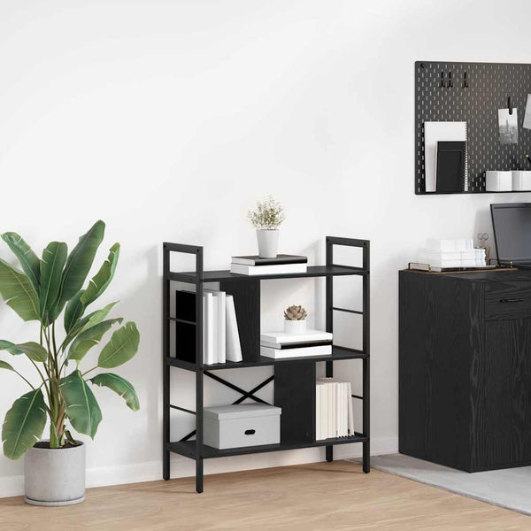 Bücherregal Schwarz Eichenoptik 91cm