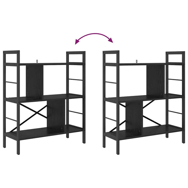 Bücherregal Schwarz Eichenoptik 91cm