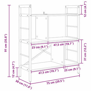 Bücherregal Grau Sonoma 75x91 cm