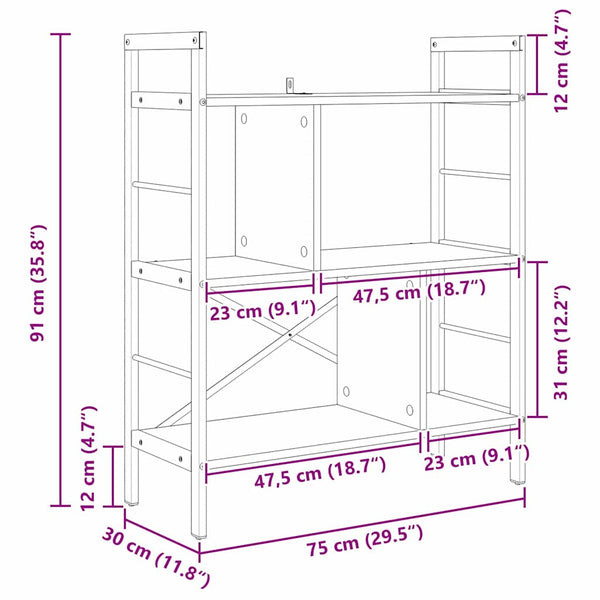 Bücherregal Artisan Eiche 75x30x91 cm