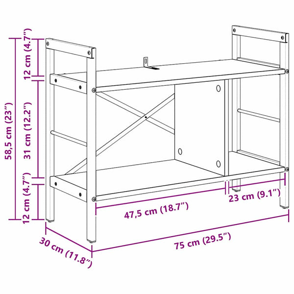 Bücherregal Altholz, 75 cm