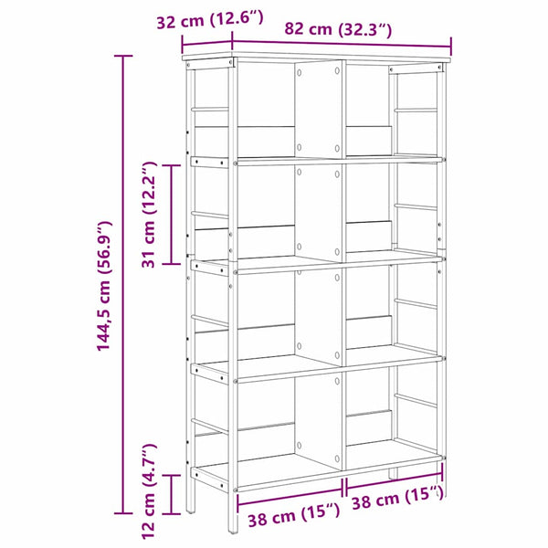 Bücherregal Artisan Eiche 82x32x144,5 cm