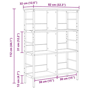 Bücherregal Grau Sonoma 82x32x112cm
