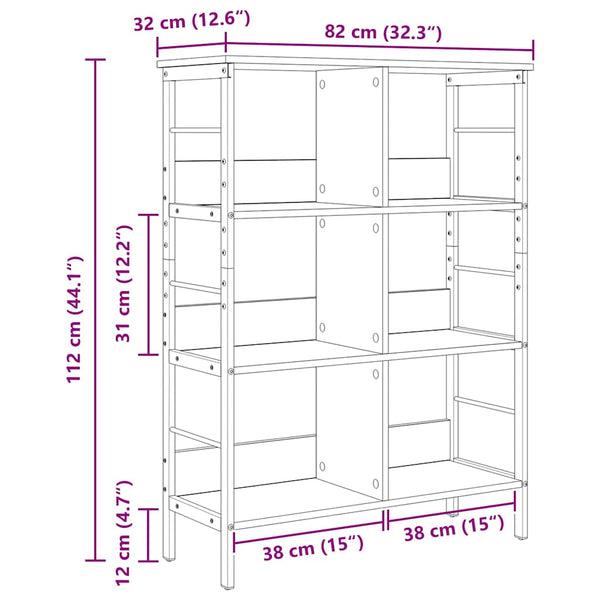 Bücherregal Altholz, 82x32x112 cm