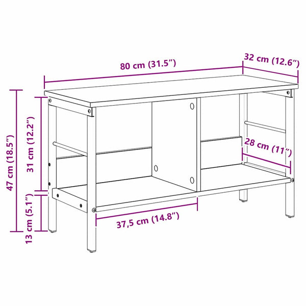 Bücherregal Geräucherte Eiche 82 cm