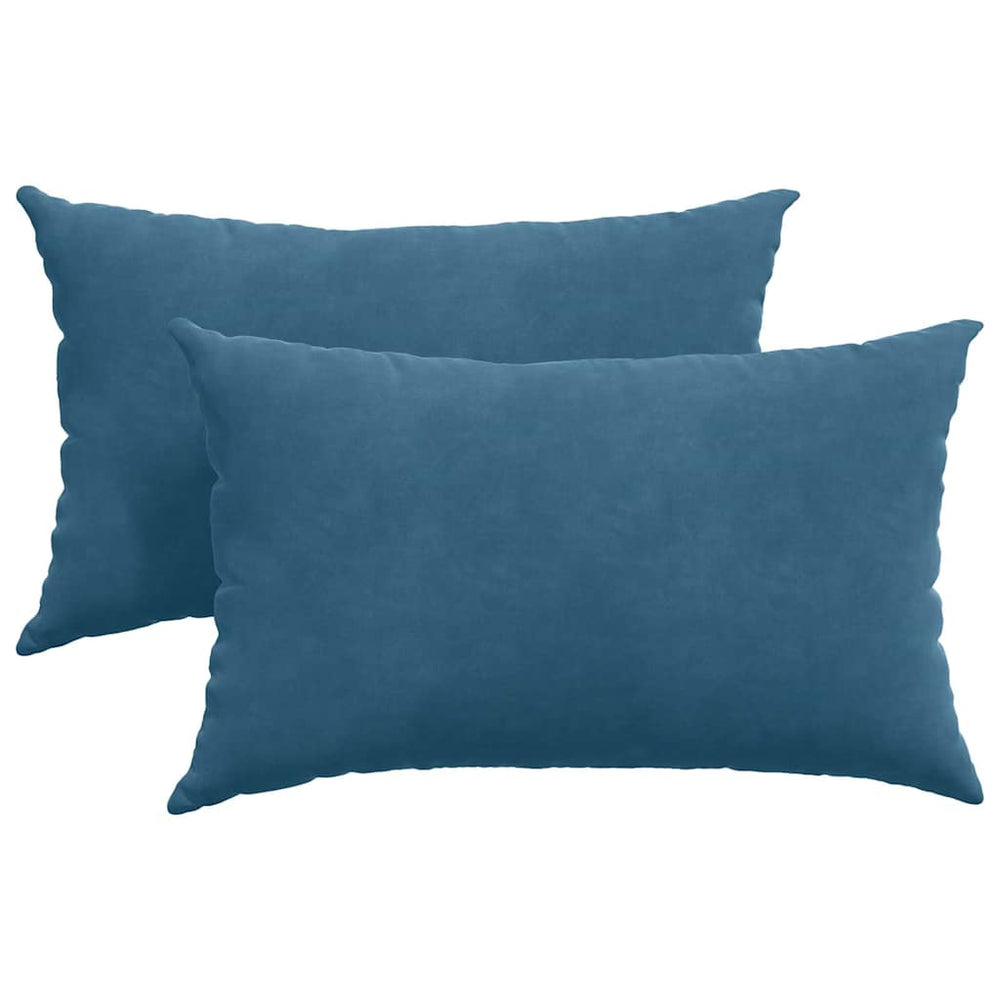 vidaXL Coussins de canapé 2 pcs Bleu 50 x 30 cm en velours côtelé