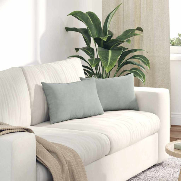 vidaXL Coussins de canapé 2 pcs Gris clair 50 x 30 cm Tissu côtelé