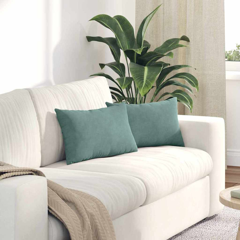 vidaXL Coussins de canapé 2 pcs Vert mer 50x30 cm Velours côtelé