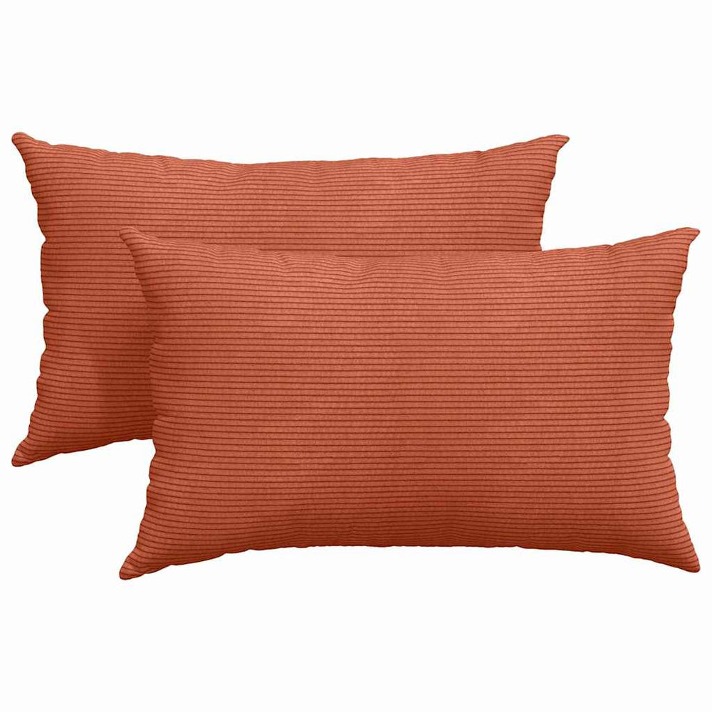 vidaXL Coussins de canapé 2 pcs Rouge-Orange 50 x 30 cm en velours côtelé