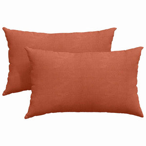 2er Set Sofakissen Cord Rot-Orange 50x30 cm