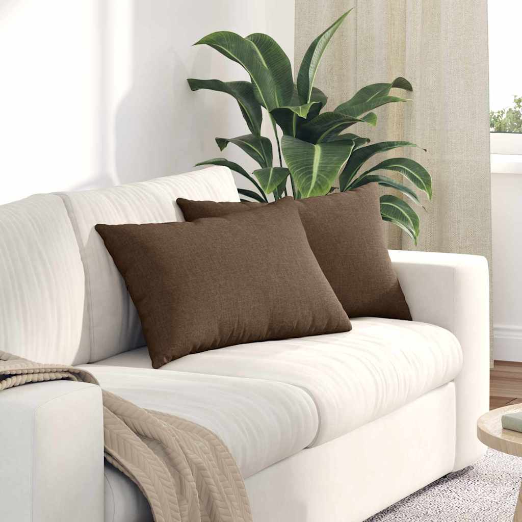 vidaXL Coussins de canapé 2 pcs Marron 60 x 40 cm Tissu