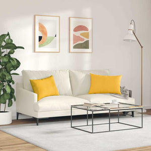 2er Set Sofakissen Hellgelb Cord 60x40 cm